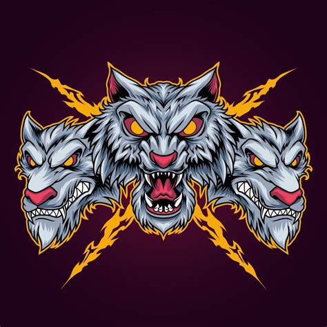 Three Wolf Head Emblem 19030873 Vector Art At Vecteezy