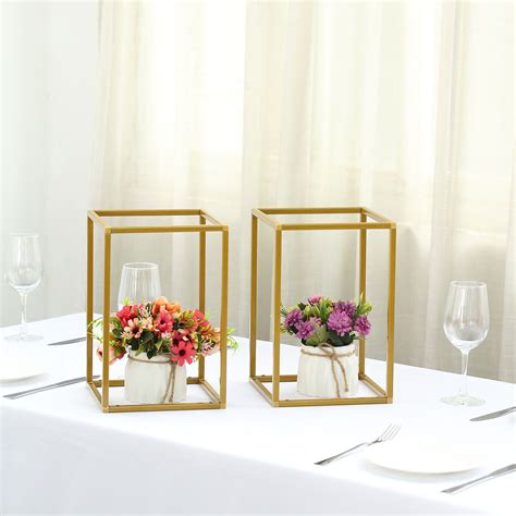 Efavormart Pack Matte Gold Wedding Flower Stand Metal Vase Column