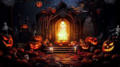 Haunted Cemetery Halloween Ambience Campfire Night Autumn Sounds