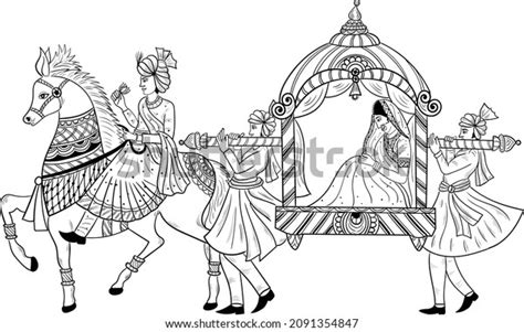 Indian Groom Bride Baraat Bandoli Wedding Stock Vector Royalty Free