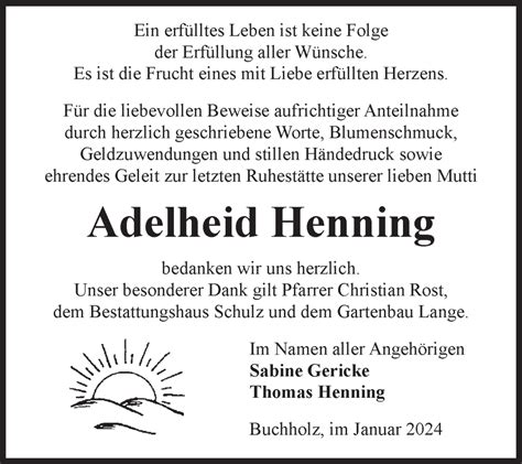 Traueranzeigen Von Adelheid Henning Abschied Nehmen De