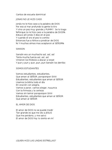 Cantos De Escuela Dominical Pdf Jonás Textos Religiosos