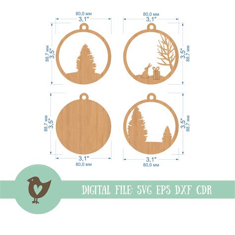 Christmas Ornament Svg Laser Cut Files Layered Glowforge Etsy