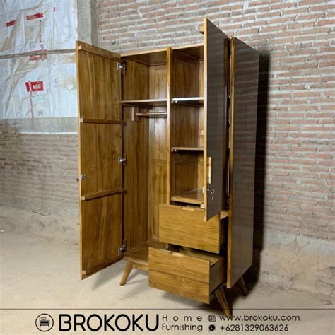 Jual Lemari Pakaian Jati Jepara Pintu Retro Modern Bhf Brokoku