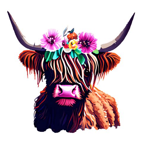 Baby Highland Cow With Flower · Creative Fabrica
