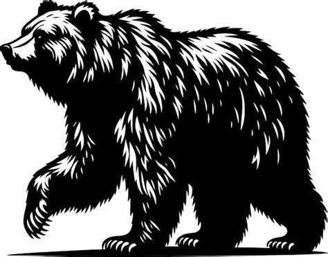 Grizzly Bear Silhouette Vector Black Color Silhouette Solid White