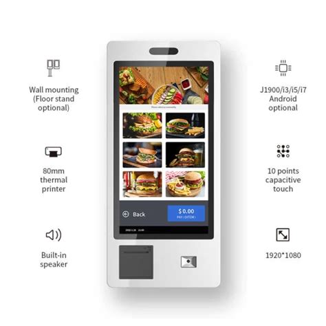 Supermarket Self Service Kiosk Touch Screen Restaurant Wall Mount Multi