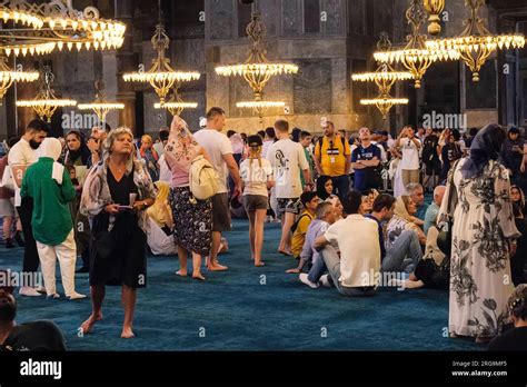 Istanbul Turkey Türkiye Tourists Visiting Hagia Sophia Stock Photo