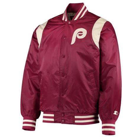 Starter Satin Philadelphia Phillies Burgundy Jacket Jacket Makers