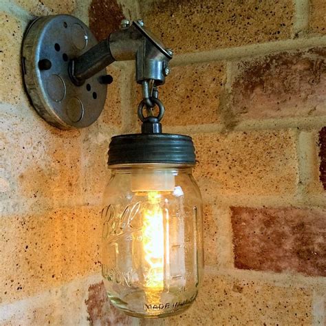 The Jar Of Light Pint Mason Jar Light Rustic Industrial Wall Sconce