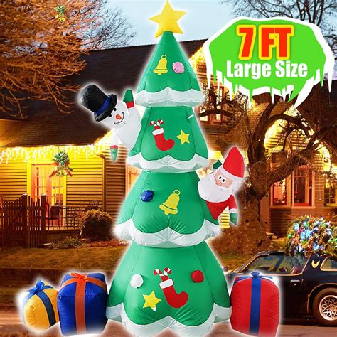 7ft Inflatables Christmas Tree With Led Lights Snowman And