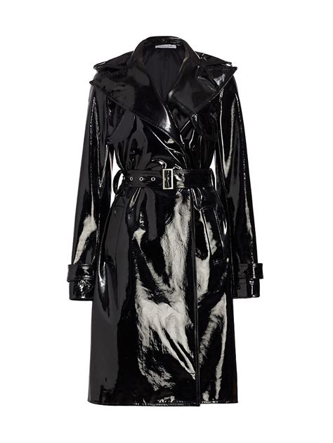 Laquan Smith Patent Leather Trench Coat Black Editorialist