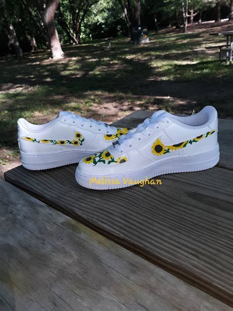 Custom Hand Painted Sunflowers Air Force S Sneakers Etsy