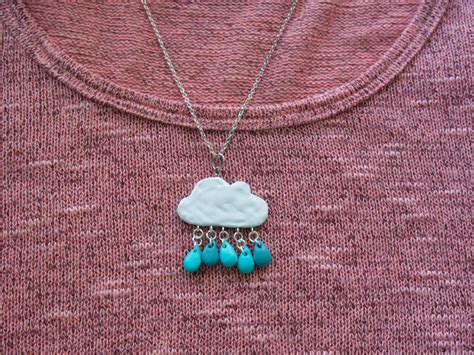 Rain Cloud Necklace Charm Polymer Clay Charm Kawaii Rain Etsy