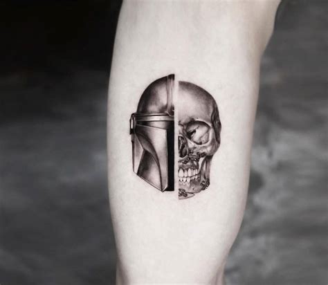 Mandalorian skull tattoo by Tattooist Yeono | Photo 31648