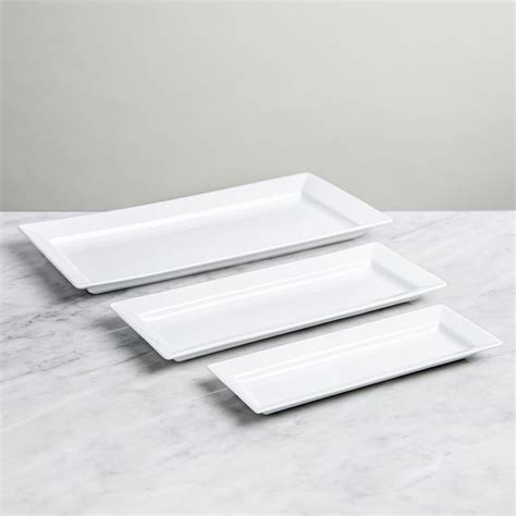 Ksp Aurora Porcelain Rectangular Platter Set Of 3 White Kitchen Stuff Plus