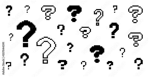 8 Bit pixel art question mark icon set. isolated pixelated question ...