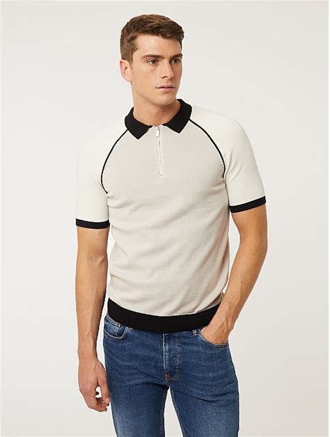 Light Grey Colour Block Knitted Polo Shirt Men George At Asda