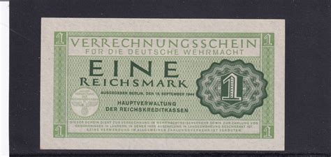 Drittes Reich Deutsche Wehrmacht 1 Reichsmark 1944 Ro 511 DWM 8