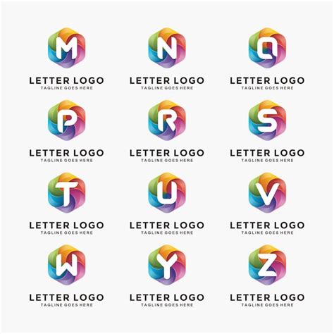 Coleção de design de logotipo colorido letra Vetor Premium