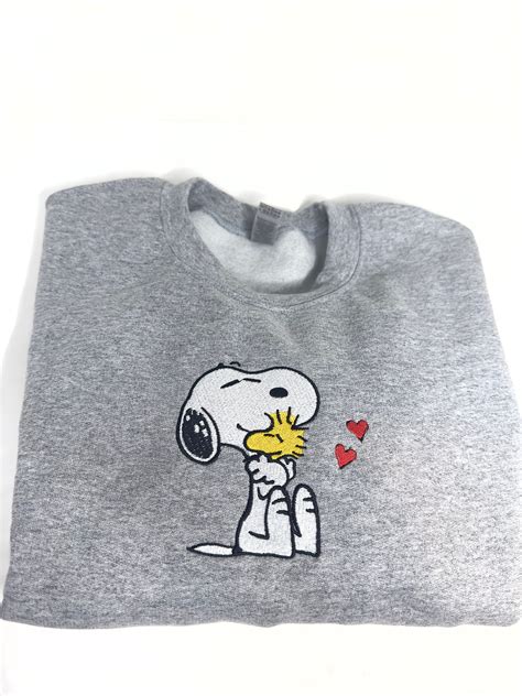 Snoopy Sweater Charlie Brown Crewneck Embroidered Sweatshirt