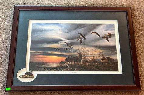 Terry Redlin Silent Sunset Picture Framed Matted 26x18 25