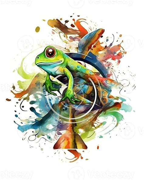 Watercolor frog in nature head sitting generative ai 29346813 Stock ...