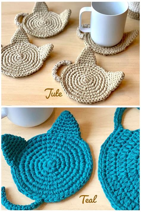 Dessous De Verre Chat Pi Ce Crochet La Main Coton D Coration