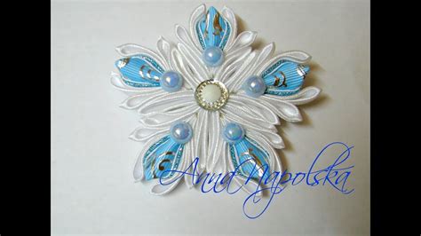 Брошка "Зима" канзаши. Брошь "Зима" своими руками. Brooch "Winter ...