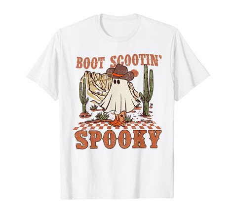 Retro Western Halloween Cute Ghost Funny Boot Scootin Spooky T Shirt