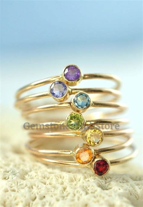 Birthstone Ring Simple Stackable Ring Dainty Birthstone Jewelry Tiny