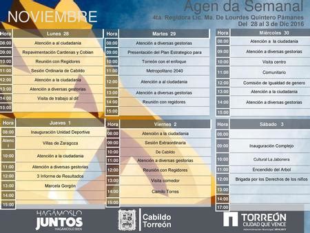 Agenda Semanal Noviembre Cabildo Torre N Ppt Descargar