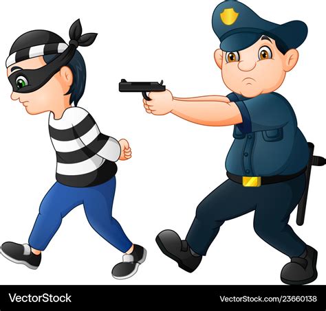 Policeman Tries To Chase A Thief Royalty Free Vector Image