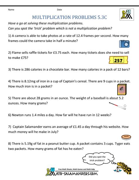 Multiplication Word Problems Grade 3 Pdf