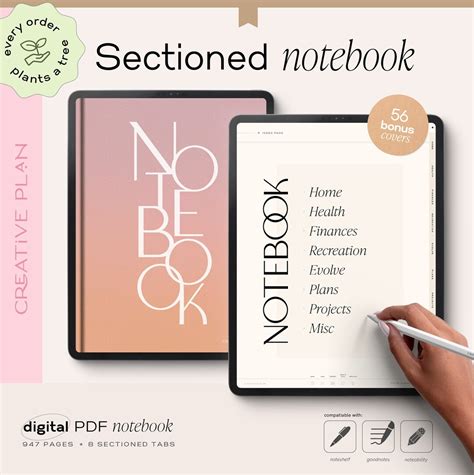 Digital Sectioned Notebook Personal Notebook With Categories