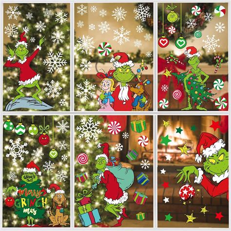 Boroner 100 PCS Christmas Window Clings Christmas Window Clings For