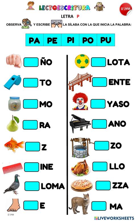 Letra P Sonido Inicial Worksheet Actividades De Aprendizaje