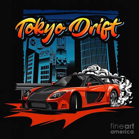 Tokyo Drift RX7 Illustration Orange Painting by Bailey Watson | Pixels