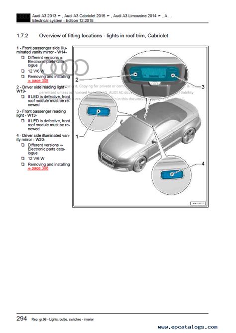 Audi A3 Typ 8V FSM 2013 2020 Service Workshop Manual