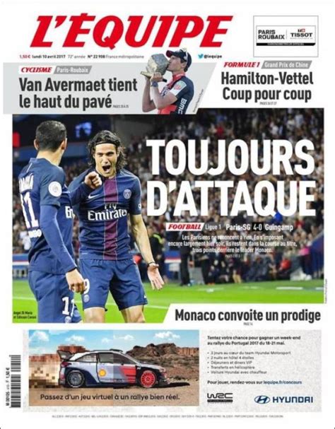 Les Unes Des Journaux Sportifs Europ Ens Du Avril