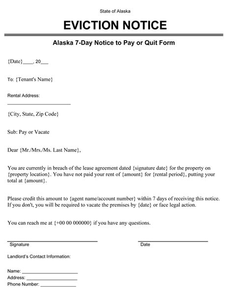 Free Alaska Eviction Notice Forms Notices To Quit Word Pdf