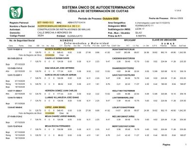 SISTEMA ÚNICO DE AUTODETERMINACIÓN CÉDULA DE DETERMINACIÓN DE CUOTAS