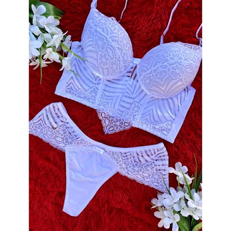 Kit Lingerie Bojo Corpete Suti Calcinha Lingerie Fio Dental Sensual