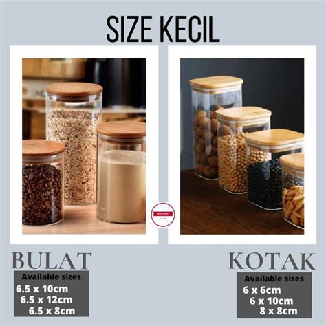 Jual Glass Jar Bamboo Lid Wadah Toples Dapur Bumbu Kaca Transparan