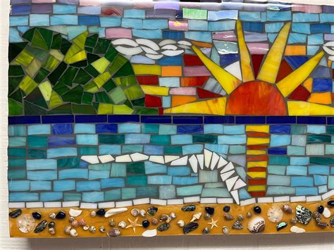 Ocean Mosaic Art, Tropical Mosaic Decor, Beach Mosaic Art, Stained Glass Mosaic Wall Art. Resin ...