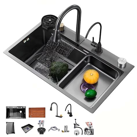 Voyocuge Kitchen Sink With Waterfall Sink Design Nano Stainless