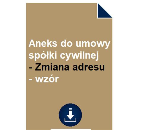 Aneks Do Umowy Sp Ki Cywilnej Zmiana Adresu Wz R Pobierz