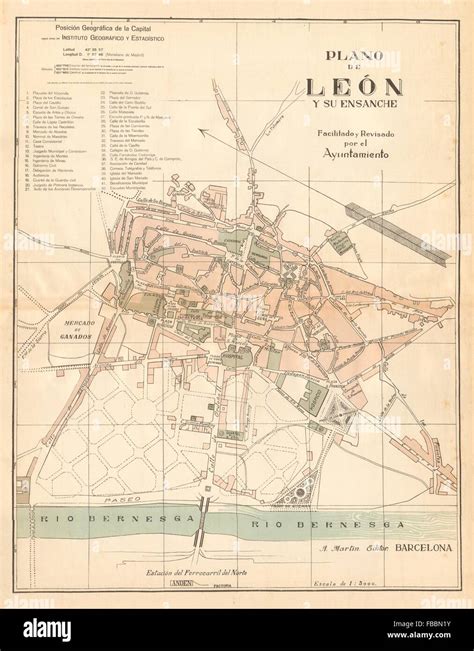 Leon León Plano Antiguo De La Cuidad Antike Stadt Plan Martin C1911