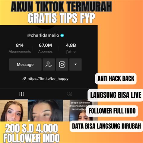 Jual Akun Tiktok Live Murah Follower Fyp 100 1000 Follower Aktif Real