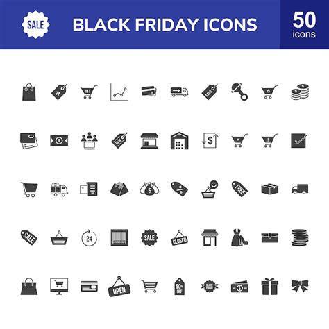 Premium Vector Black Friday Glyph Icons Set